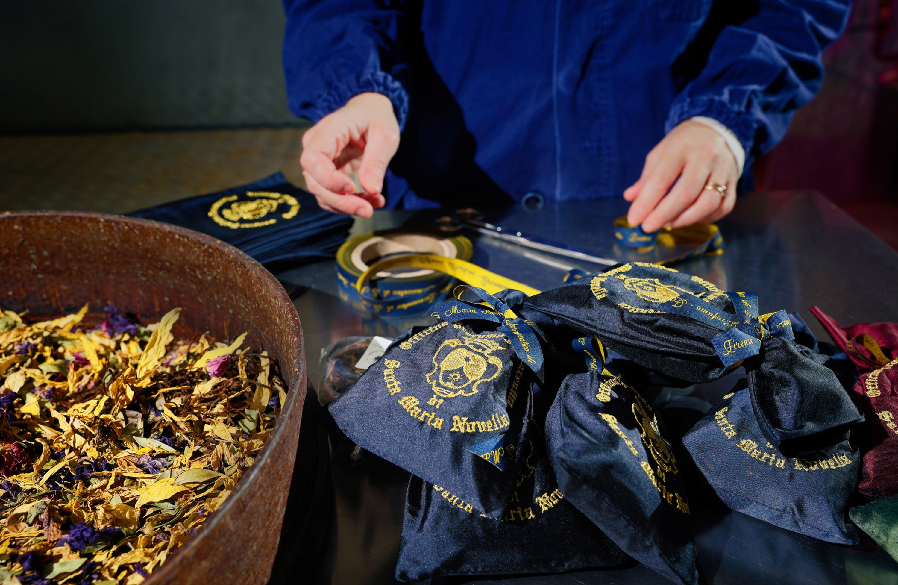 Pot Pourri in Embroidered Silk Sachet