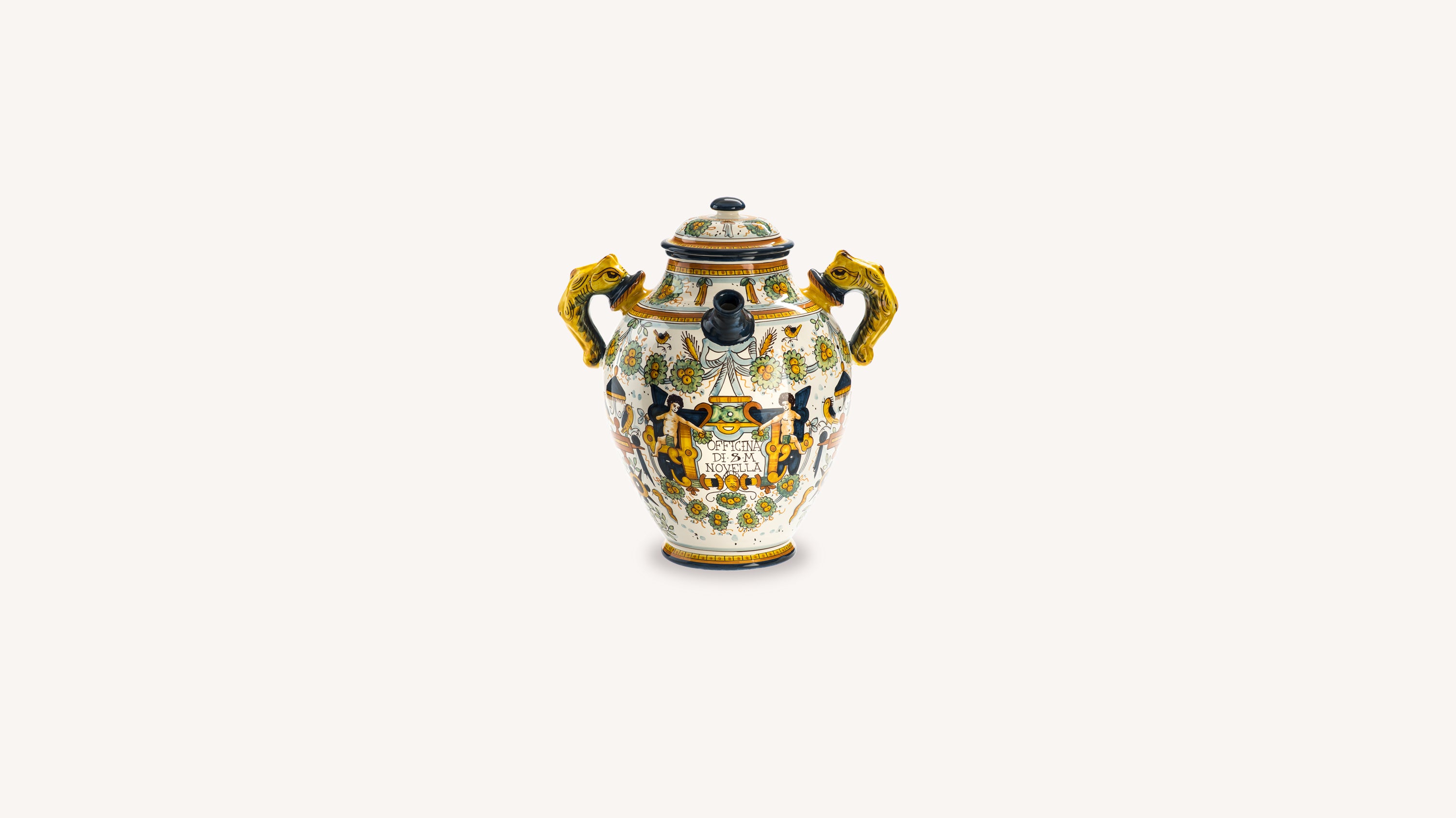 Hand-painted Ceramic Apothecary Jar Geometric